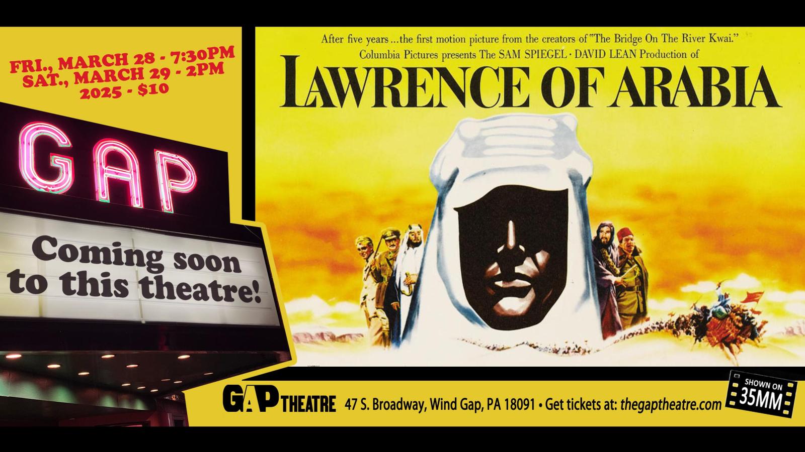 LAWRENCE OF ARABIA (1962) in 35mm and Technicolor