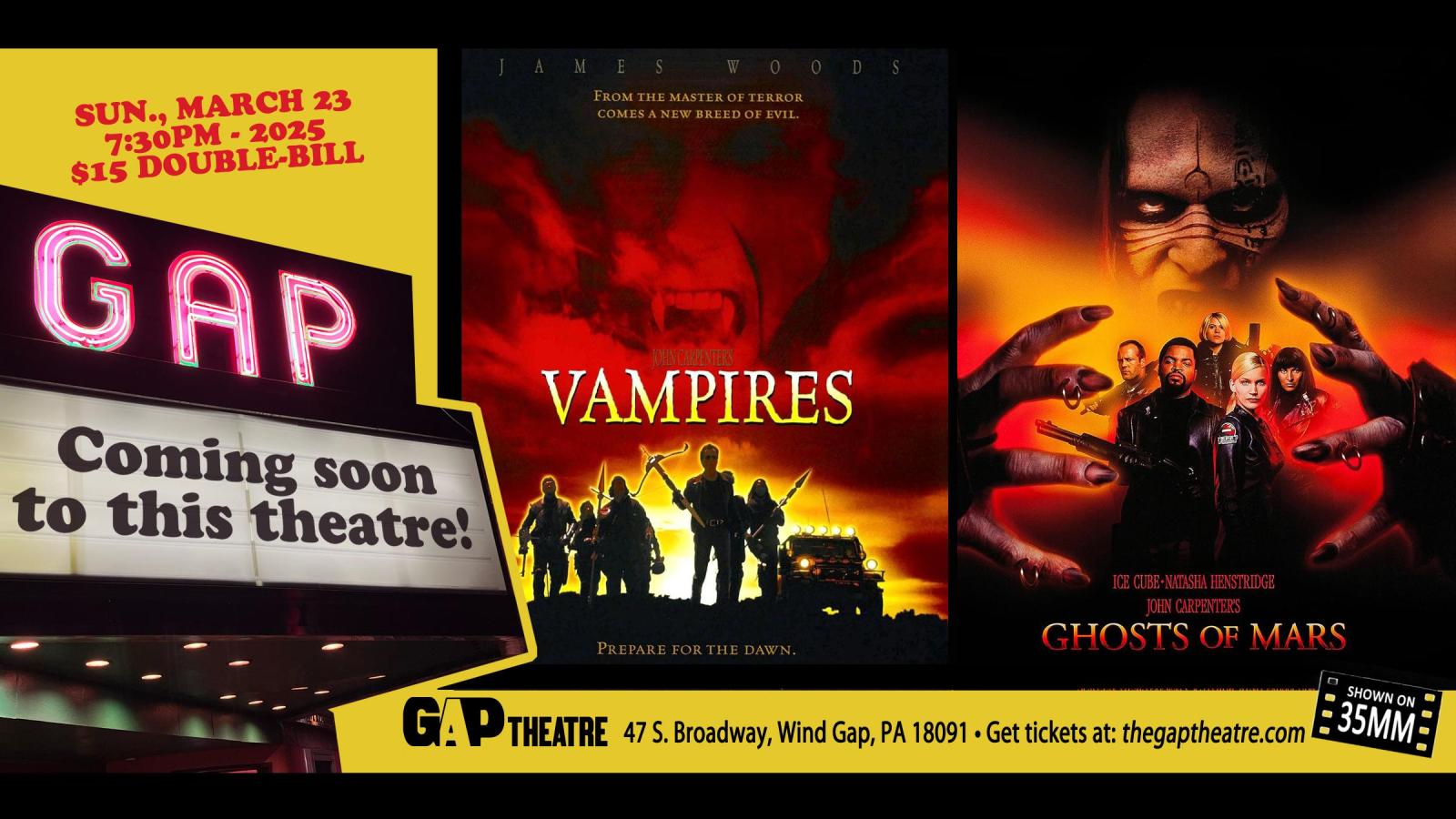 John Carpenter double-bill: VAMPIRES (1999) & GHOSTS OF MARS (2001) on 35mm