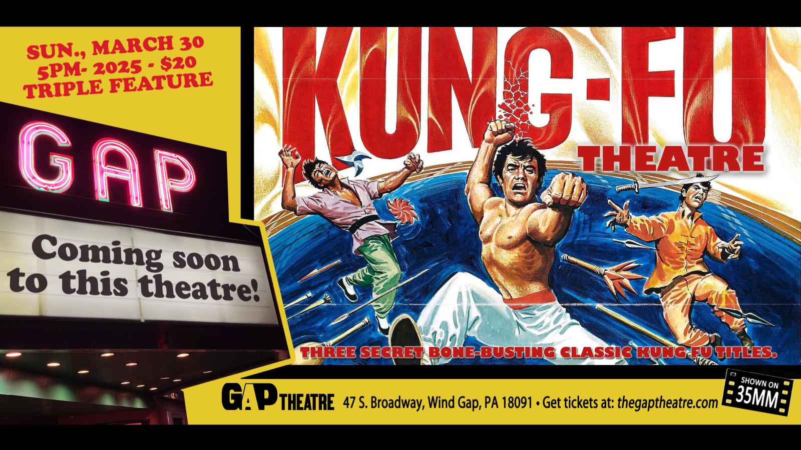 KUNG FU THEATRE @ The Gap - Triple Feature
