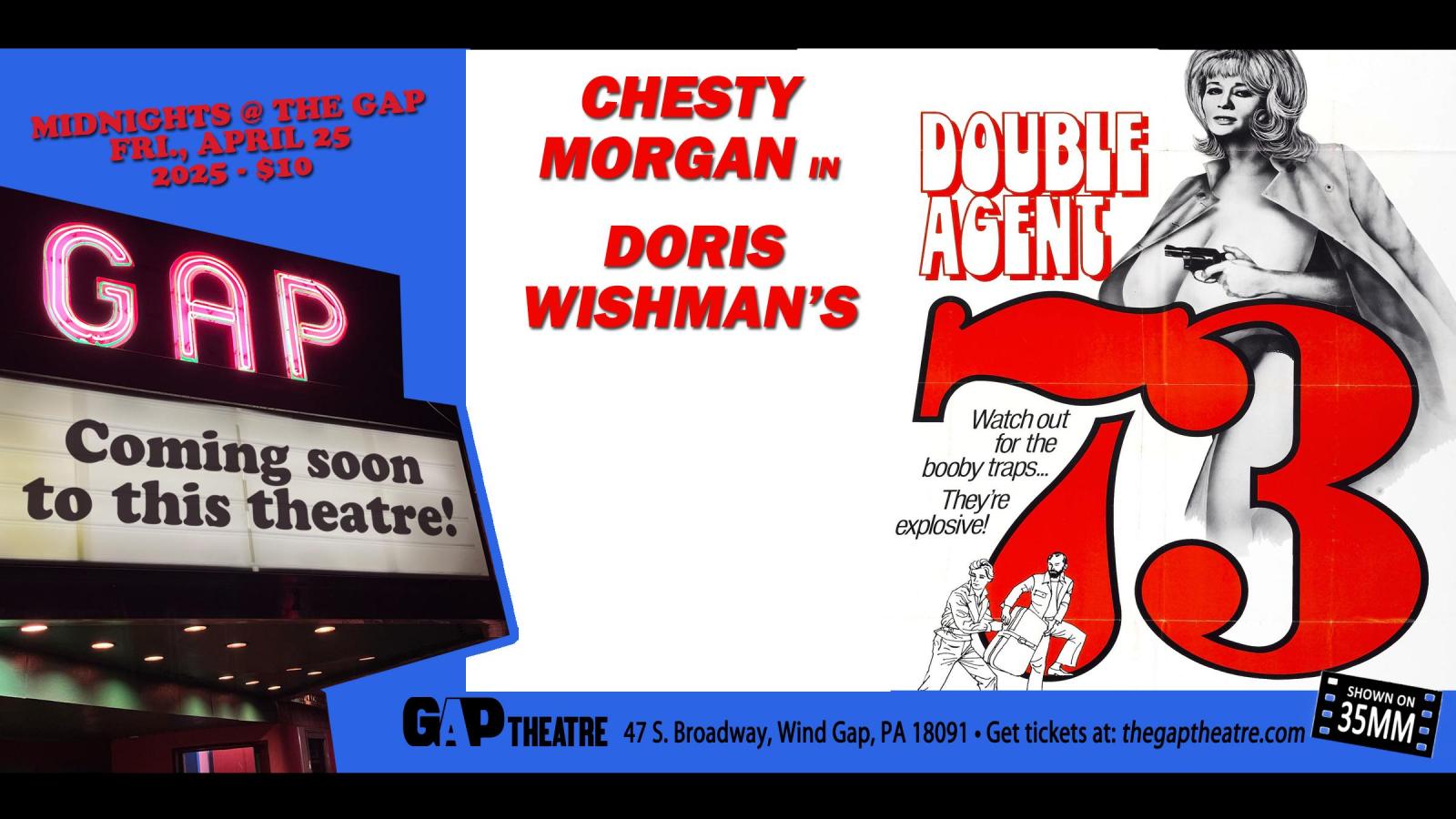 MIDNIGHTS @ THE GAP: DOUBLE AGENT 73 (1974) in 35mm