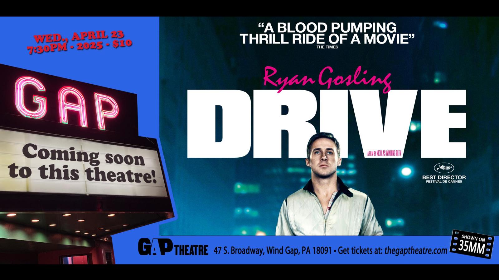 RYAN GOSLING in DRIVE (2011) in 35mm