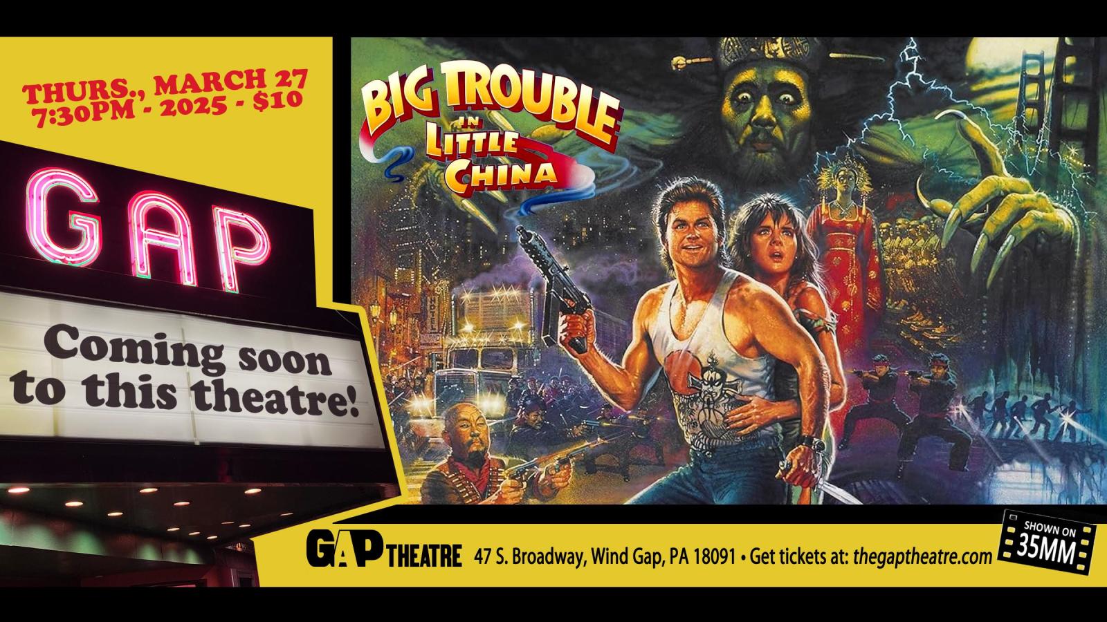 JOHN CARPENTER’S BIG TROUBLE IN LITTLE CHINA (1986) in 35mm