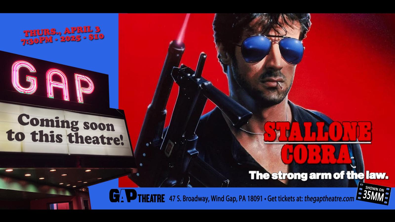 Sylvester Stallone in COBRA (1986) on 35mm