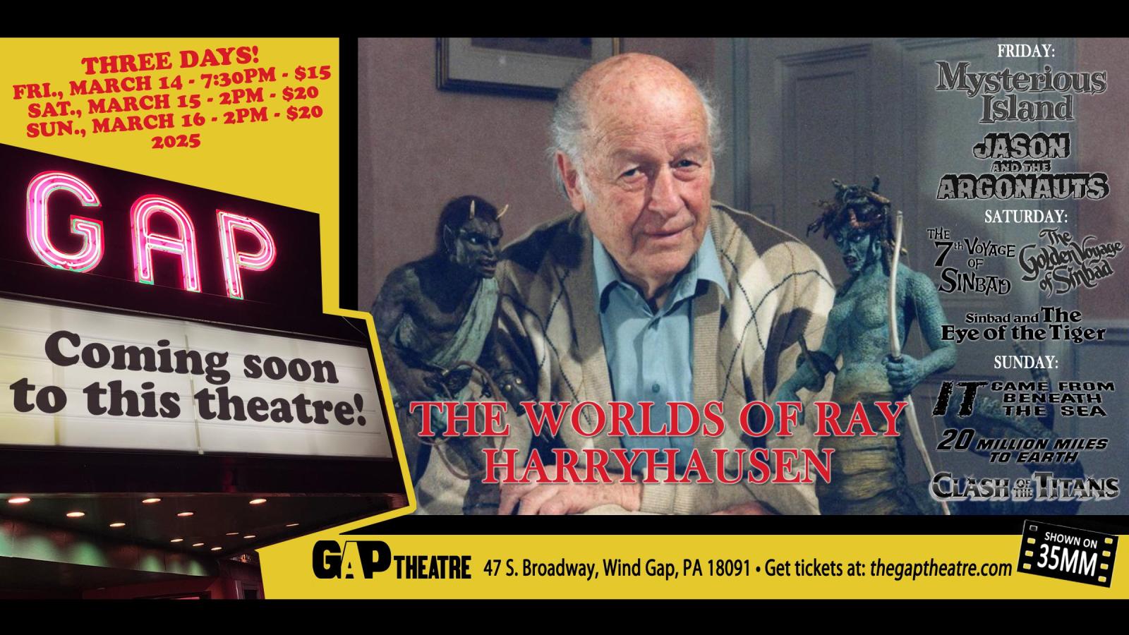 THE WORLDS OF RAY HARRYHAUSEN - 3 days. 8 films on 35mm.