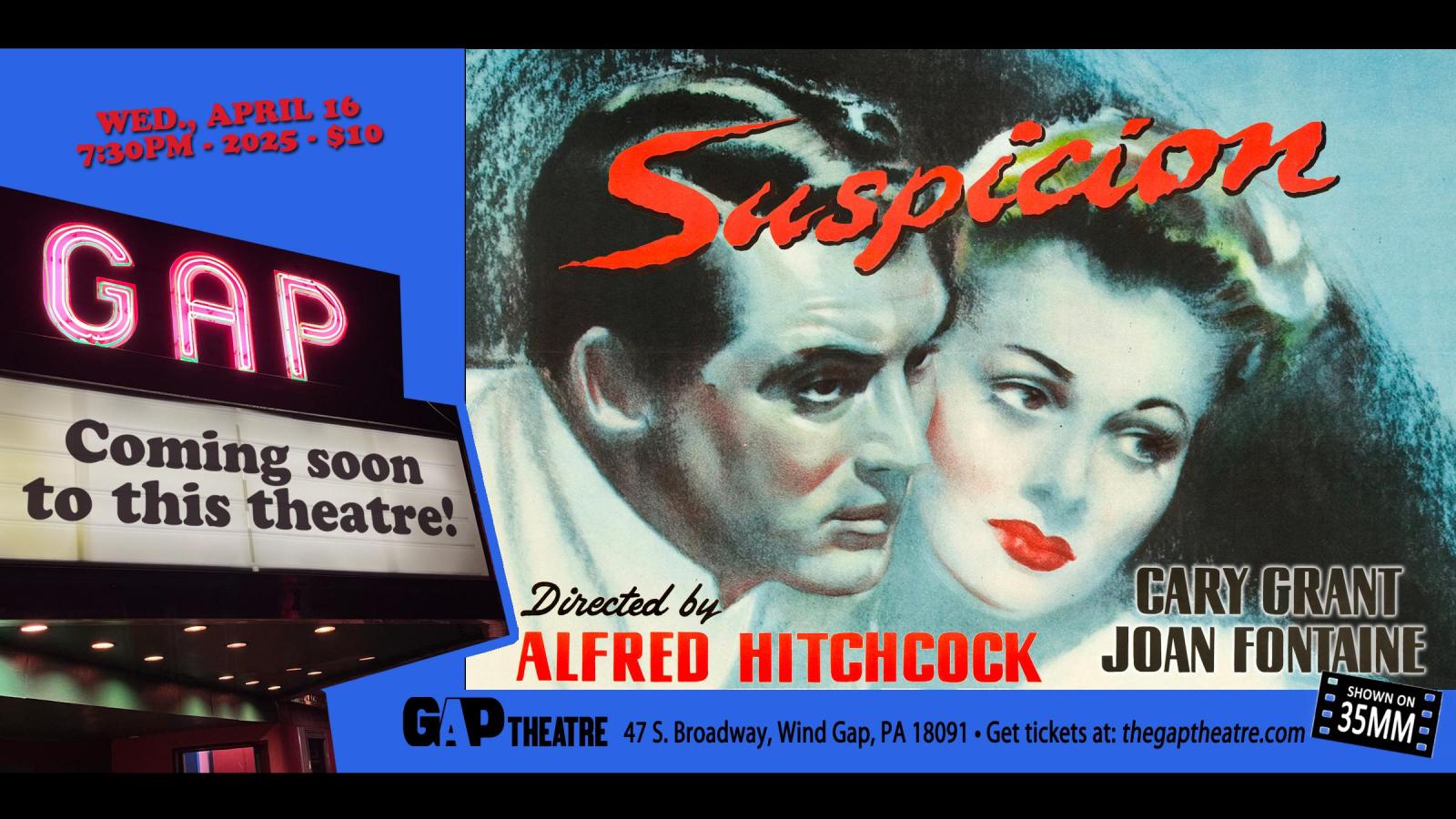 ALFRED HITCHCOCK’S SUSPICION (1941) on 35mm