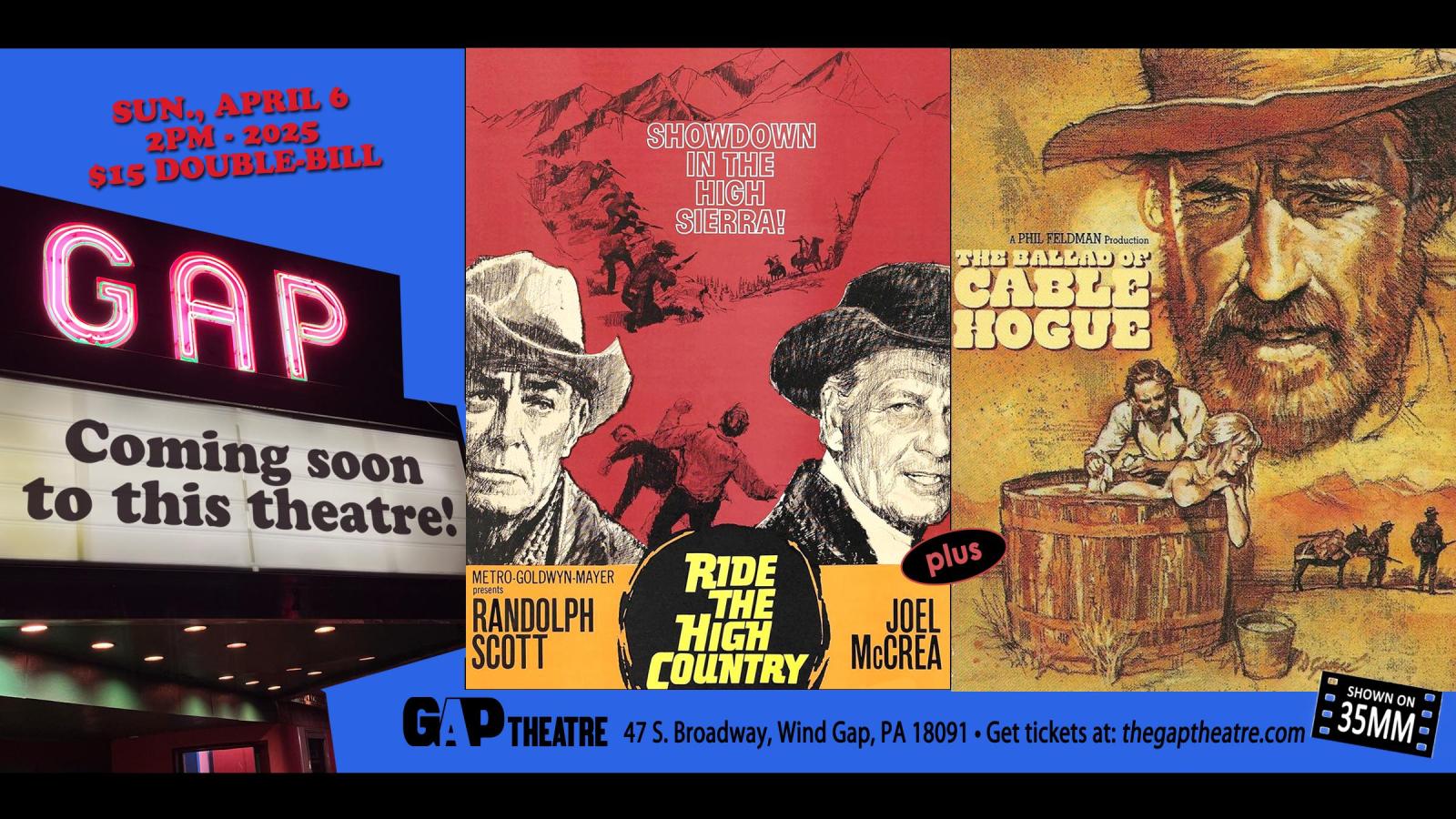 SAM PECKINPAH: RIDE THE HIGH COUNTRY (1962) & THE BALLAD OF CABLE HOGUE (1970) double-bill in 35mm