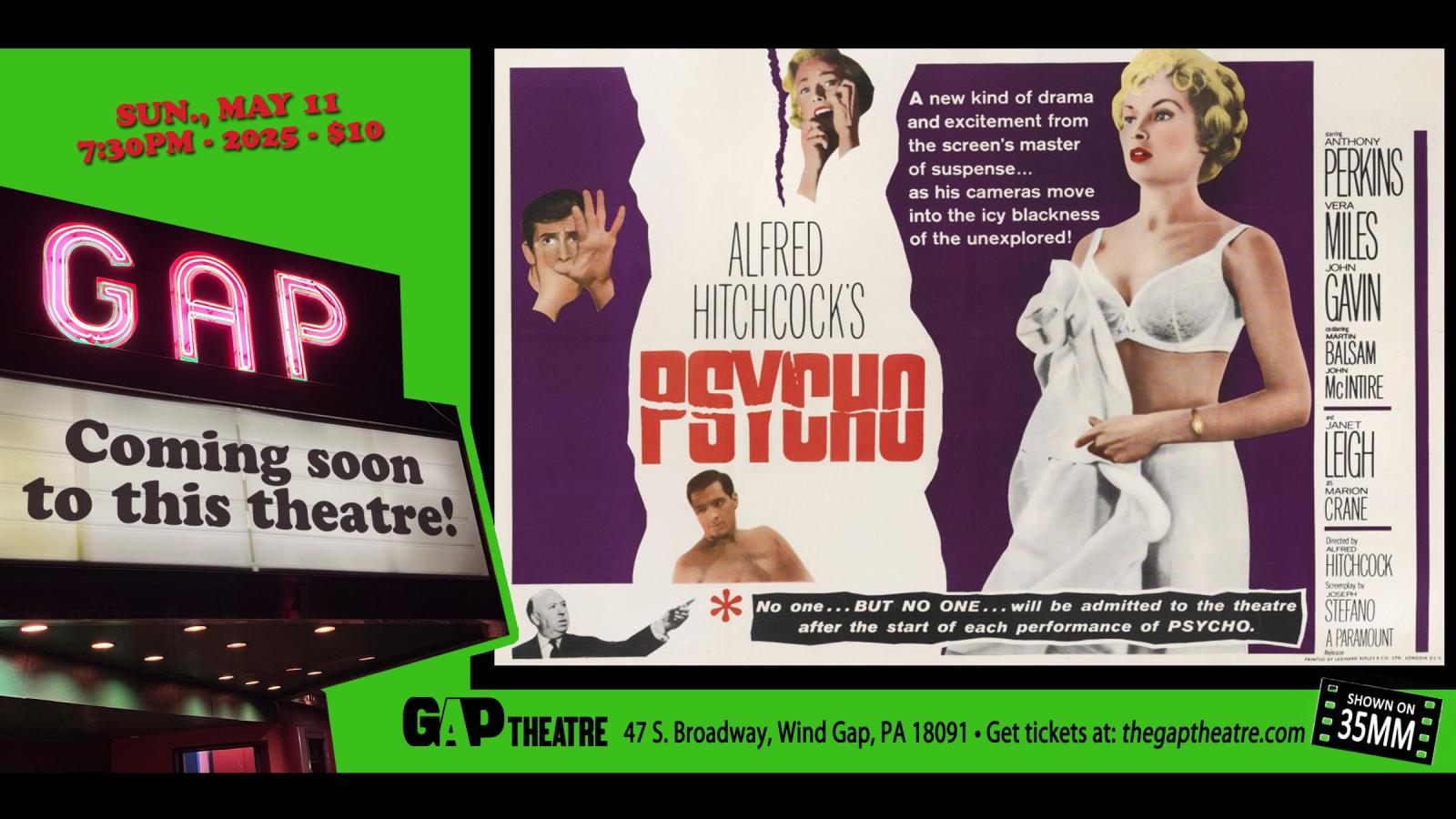 ALFRED HITCHCOCK’S PSYCHO (1960) in 35mm