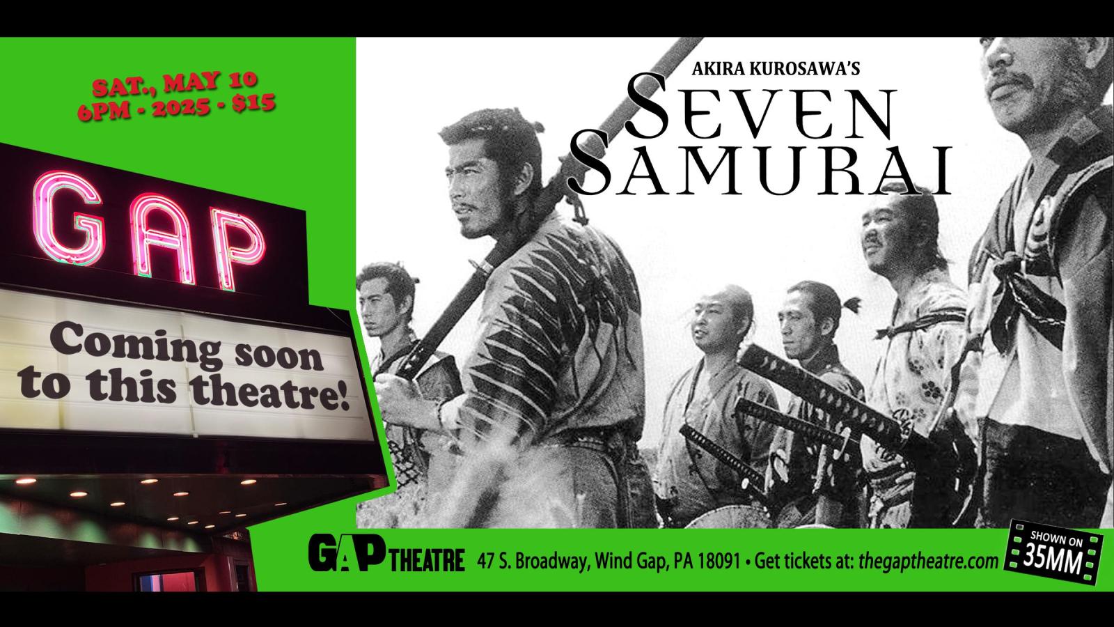 WORLD CINEMA CLASSIC: AKIRA KUROSAWA’S THE SEVEN SAMURAI (1954) on 35mm