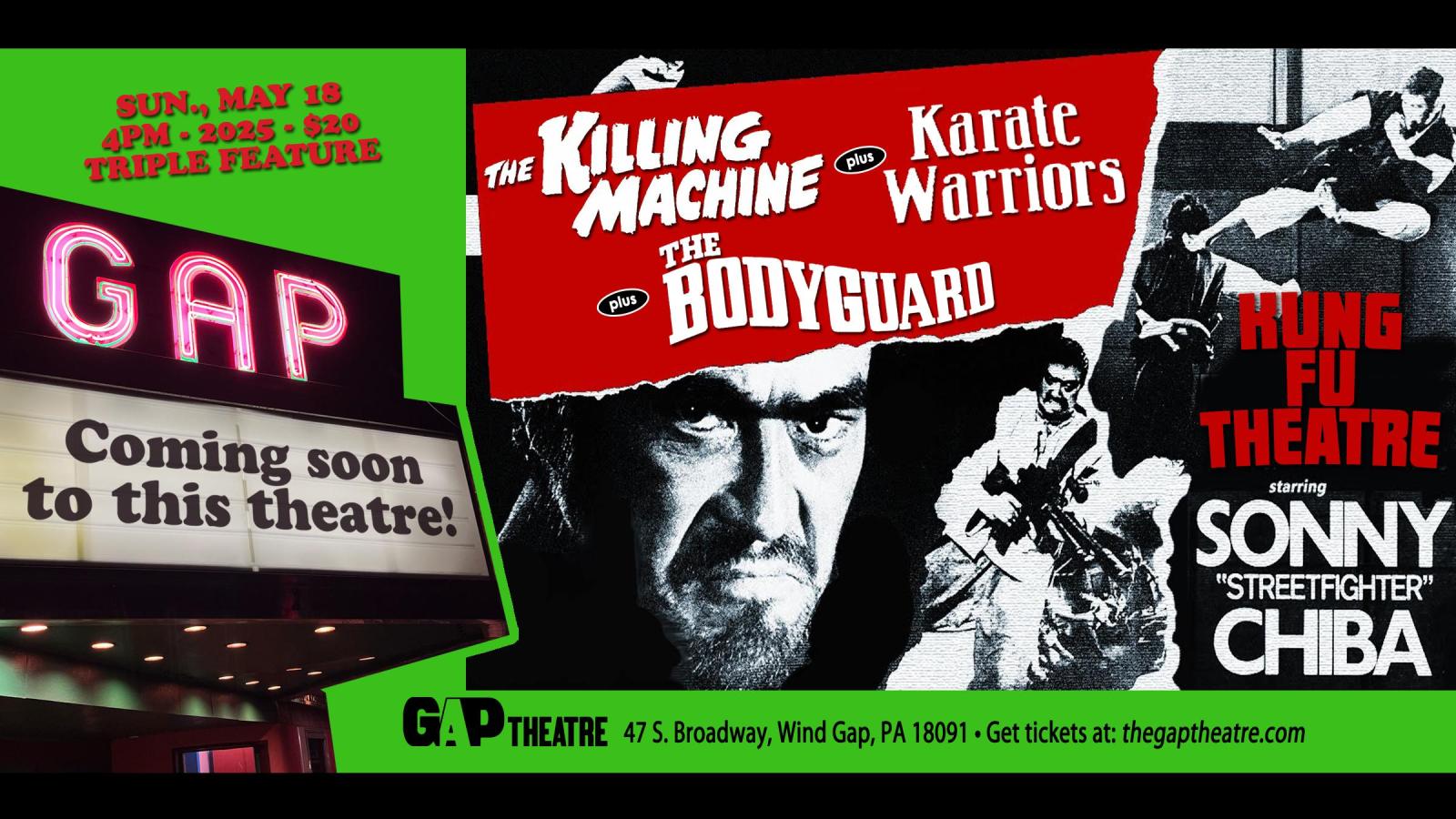 KUNG FU THEATRE: SONNY CHIBA TRIPLE BILL on 35mm