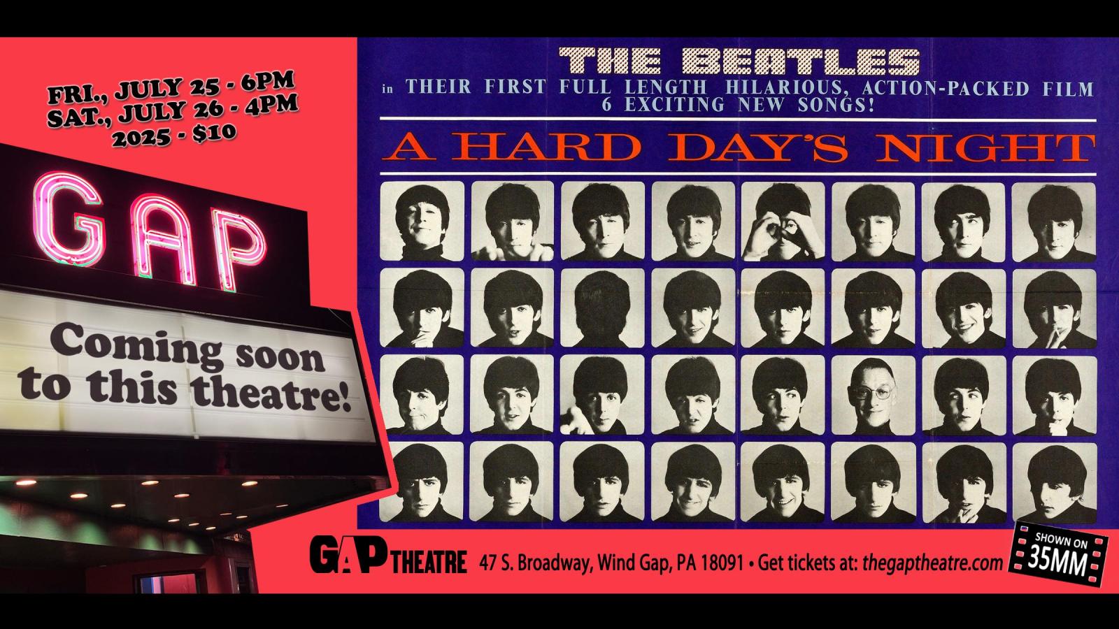 The Beatles in A HARD DAY’S NIGHT (1964) in 35mm