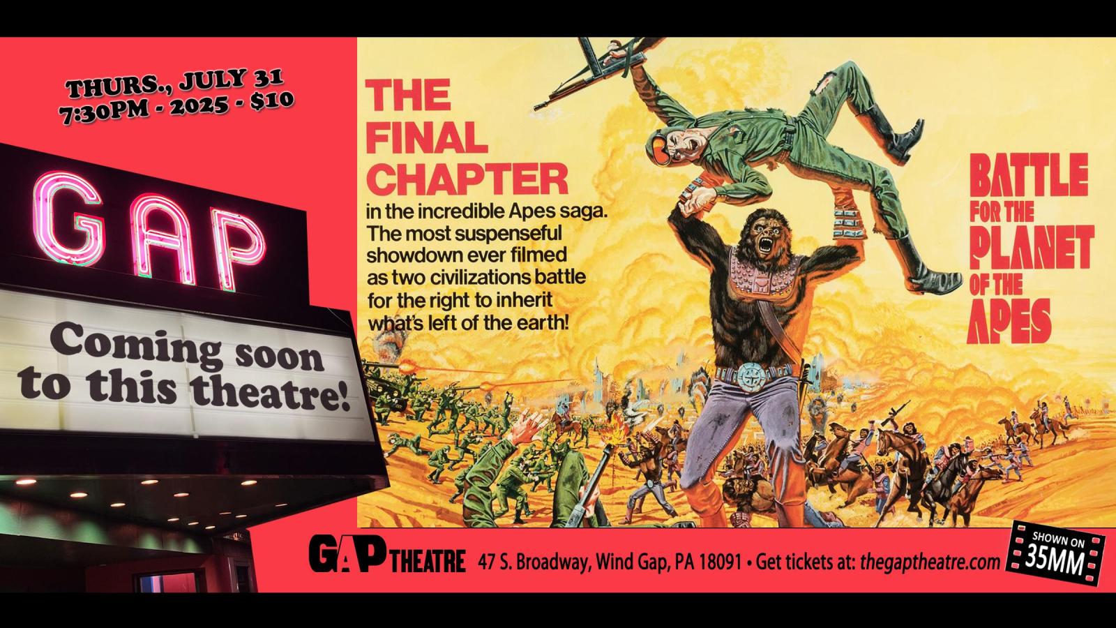 GO APE! - BATTLE FOR THE PLANET OF THE APES (1973) on 35mm
