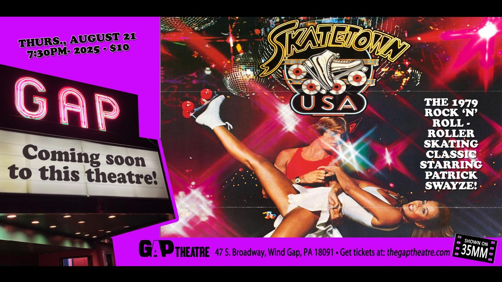 Patrick Swayze in SKATETOWN USA (1979) on 35mm