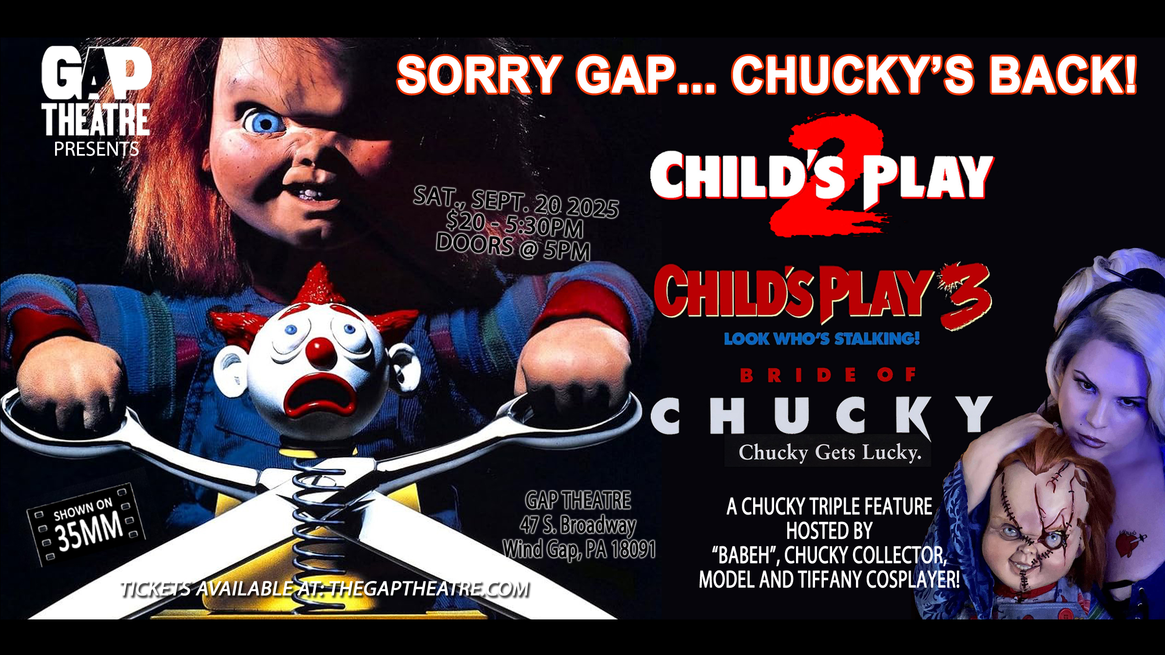 CHUCKY TIME THREE - CHILD’S PLAY 2 (1990), CHILD’S PLAY 3 (1991) & BRIDE OF CHUCKY (1998) on 35mm