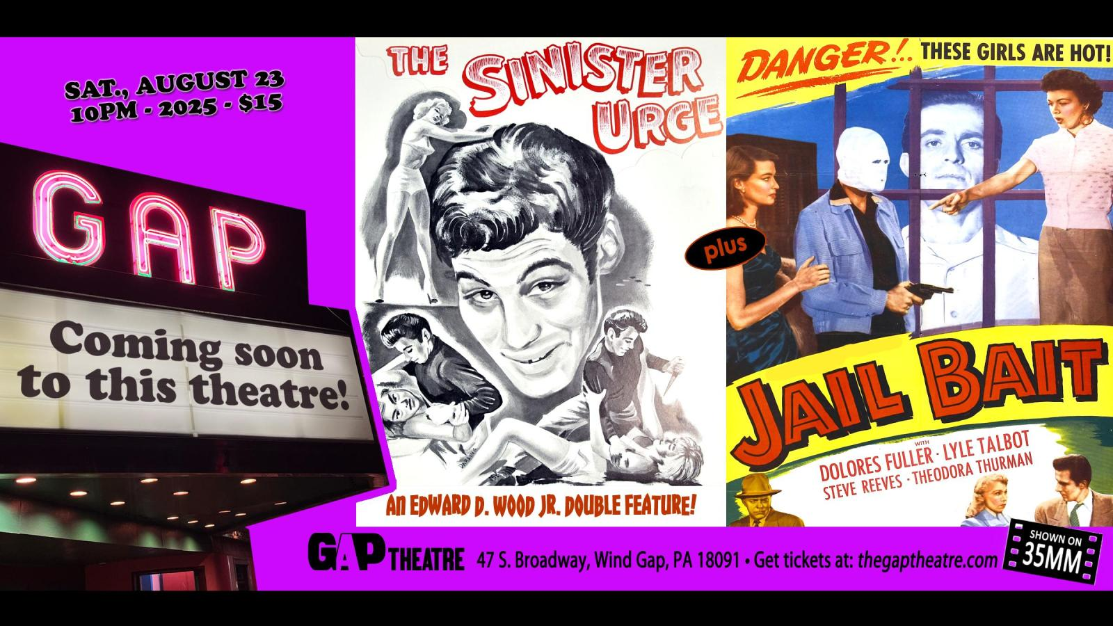 Ed Wood Double Bill: SINISTER URGE (1960) & JAIL BAIT (1954) on 35mm