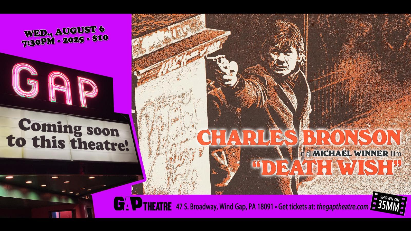 Charles Bronson in DEATH WISH (1974) in 35mm