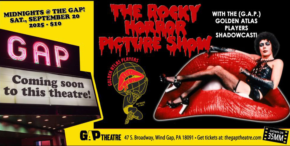 MIDNIGHTS @ THE GAP: THE ROCKY HORROR PICTURE SHOW (1975) in 35mm w/ Golden Atlas Players