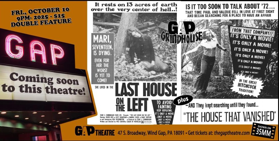 Gap Grindhouse: LAST HOUSE ON THE LEFT (1972) & THE HOUSE THAT VANISHED (1973) in 35mm