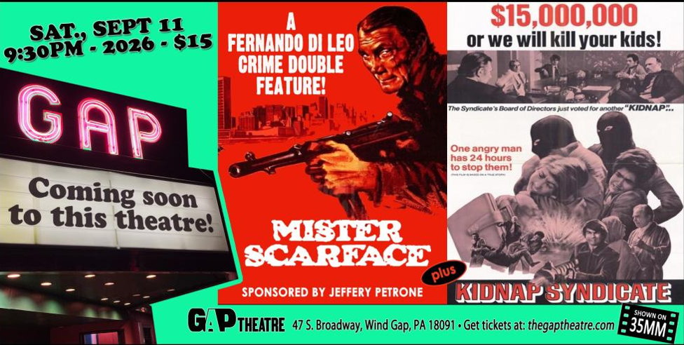 MISTER SCARFACE (1976) & KIDNAP SYNDICATE (1975) Double Feature in 35mm